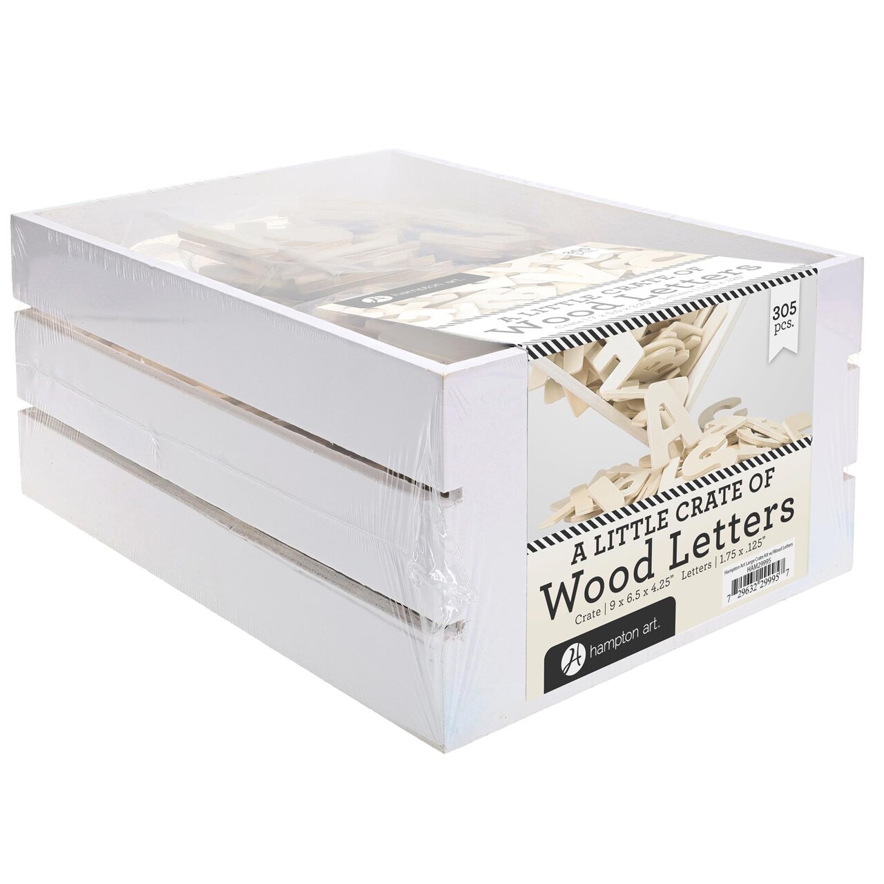 Hampton Art Large Crate of Wood Letters 305 Piece Set, Unfinished Wooden Letters for Crafts and Home Decor Signs, Paint and Stain Ready, Includes Large Storage Crate, 1.75 Inch